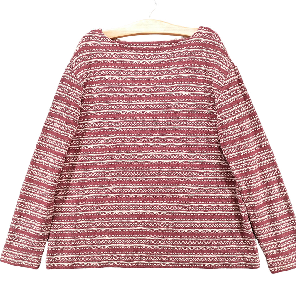 J. Jill Women's Striped Pullover Sweater Red White L Boat Neck